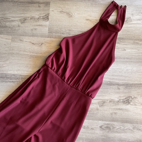 Burgundy open back jumpsuit - Picture 5 of 11